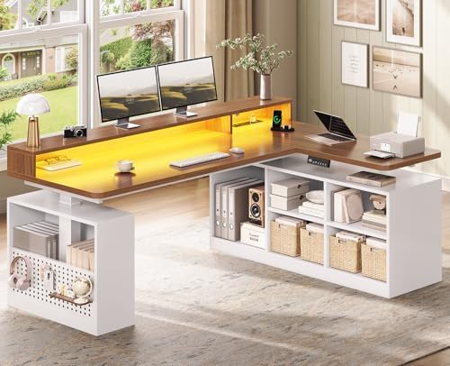 SEDETA 63" L Shaped Electric Standing Desk with Storage, Monitor Stand by SEDETA