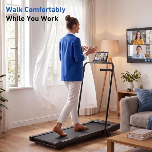DeerRun Walking Pad Treadmill with Incline & Handle Bar - Image 7