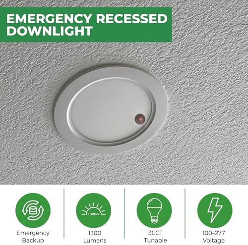 E2 Lighting 8 Inch Recessed LED Light with Emergency Battery Backup, 8 Inch Retrofit LED Recessed Light, 18W Dimmable Slim LED Downlight, 3CCT Tunable 3000K/4000K/5000K Fixture - Image 2