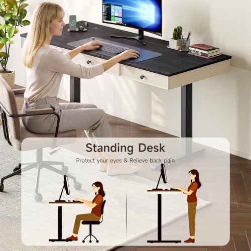ONBRILL 55" Electric Standing Desk with 3 Drawers, Home Office Desk, Black - Image 5