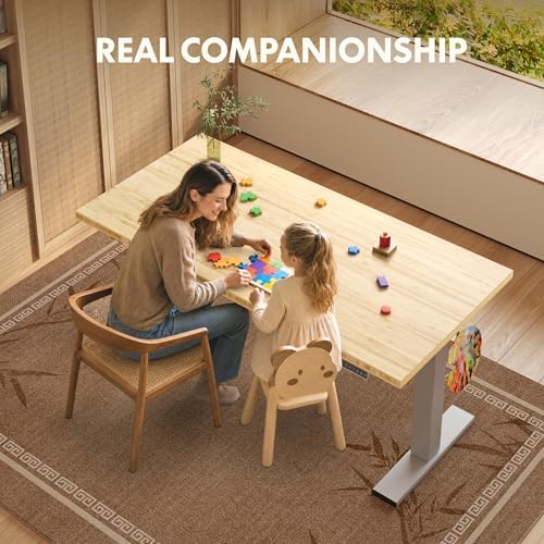 FLEXISPOT 60" x 30" Solid Bamboo Standing Desk, Silver Frame - Image 6
