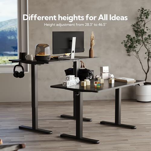 Claiks Electric Height Adjustable Standing Desk, 63x24 Inch, Black - Image 4