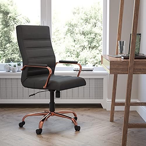 Flash Furniture High Back Black LeatherSoft Executive Swivel Office Chair with Rose Gold Frame and Arms - Image 2