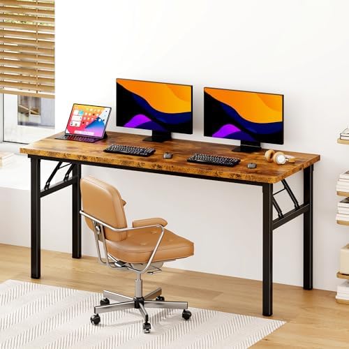 Need Office Computer Desk 62 Inch Sturdy Folding Laptop Table Retro - Image 2