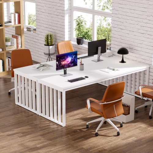 Tribesigns 78.74" Extra Long Computer Desk 2 Person Desk, Double Long Table with Heavy Duty Metal Frame, Double Workstation Study Table for Home Office (Without Chair) (White) - Image 7