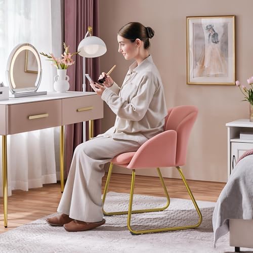 Yaheetech Flower Shape Vanity Chair with Petal Armrests, Pink - Image 4