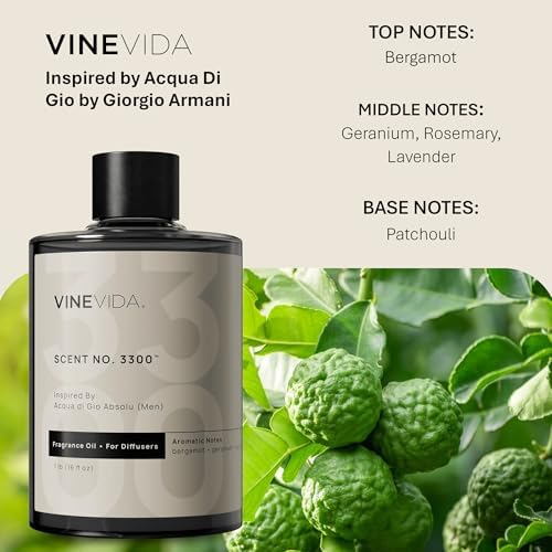 VINEVIDA [16 Fl Oz] Scent NO. 3300 Fragrance Oil for Cold Air Diffusers, Aromatic Notes of Bergamot Geranium Patchouli, Essential Oils for Diffuser Oil Refill & Air Freshener Room Spray - Image 2