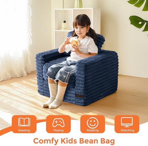 MAXYOYO Kids Bean Bag Chair, Comfy Upholstered Bean Bag Sofa with Filler - Image 5