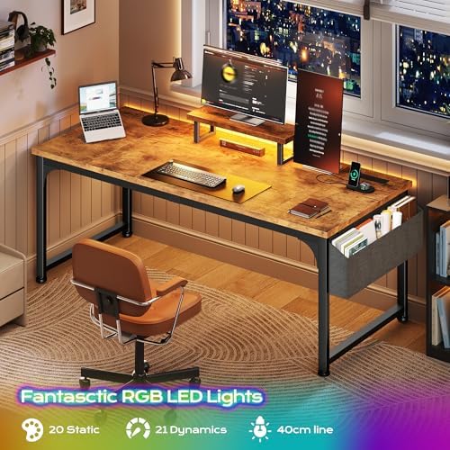 DurayLoly 47x24“ Computer Desk, 2X Thicker Desktop,2.2” Steel Frame, White - Image 4