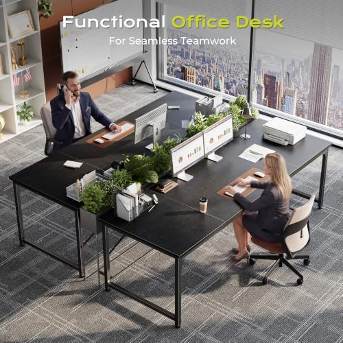 PRAISUN 70 Inch Computer Desk, Office Desk, Spacious Desktop, Black - Image 7