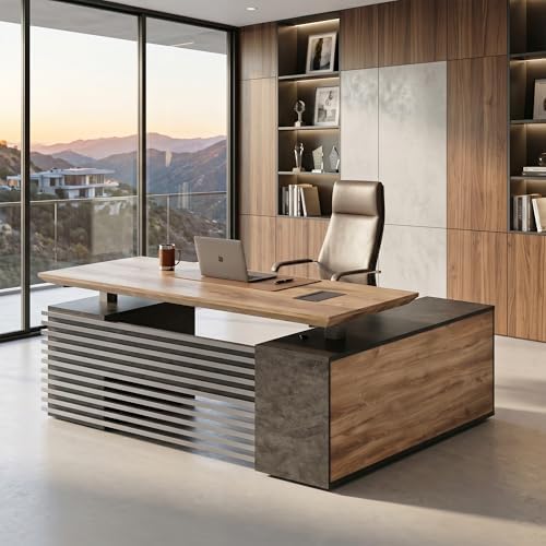 71" Executive Standing Desk with Locking Drawers and Charging Station by GTBLACKTURNSTONE