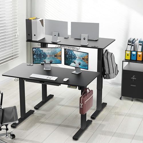 SHW 48-Inch Electric Height Adjustable Standing Desk w/Drawer, Black - Image 2
