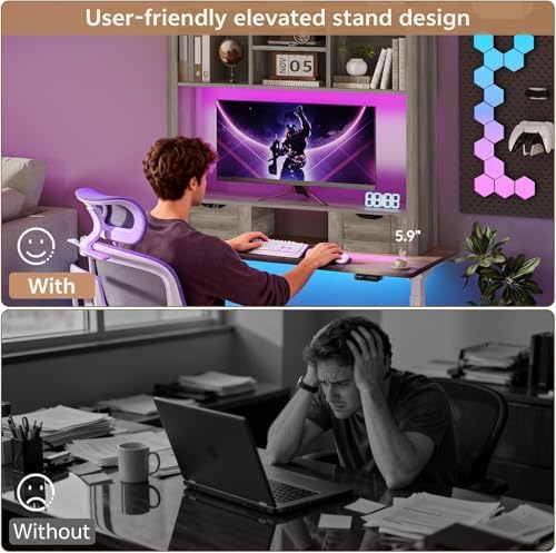 Desk Shelf with Computer Monitor Stand, 37.4''W Desktop Bookshelf - Image 7