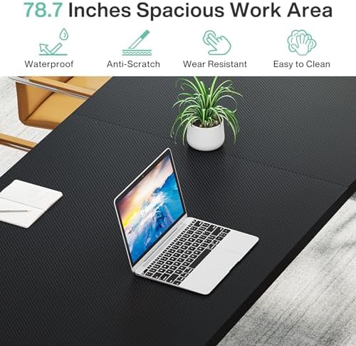 Tribesigns 78.7-Inch Executive Desk, Large Computer Office Desk Workstation, Modern Simple Style Laptop Desk Study Writing Table Business Furniture for Home Office (Black, 78.7 Inch) - Image 6