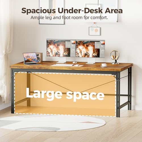 Mericonia 40 Inch Computer Desk, 1" Thick Small Office Table, Brown - Image 6