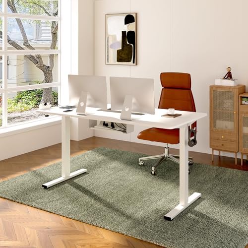 FLEXISPOT EN2 40"x24" Whole-Piece Standing Desk with Power Strip, White - Image 2