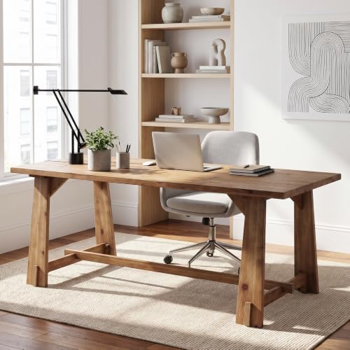 LITTLE TREE 63" Long Large Wood Desks, Farmhouse Office Desk - Image 3