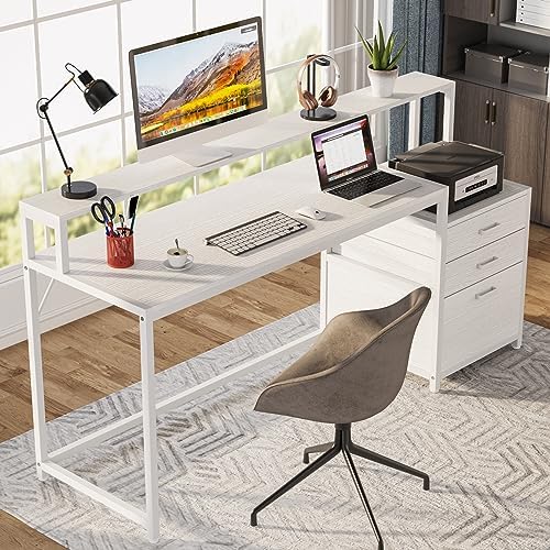 Tribesigns 63 Inch Computer Desk with File Drawer Cabinet, Ergonomic Desk - Image 3