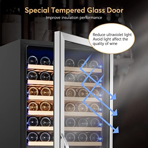 24 Inch Wine Cooler Fridge Dual Zone, Professional Large Capacity High Wine Refrigerator with Powerful Compressor, Quiet Operation and Elegant Design-KMHJ408D - Image 4