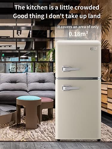 KRIB BLING Fridge With Freezer, Refrigerator With 2 Doors,7- Level Adjustable Thermostat, Removable Glass Shelves For Bedroom, Office, Kitchen, Apartment, Dorm, 3.5 Cu. Ft Cream - Image 2