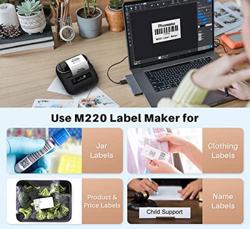 Phomemo M220 Label Maker,3.14" Bluetooth Thermal Printer with 3 Label - Image 4