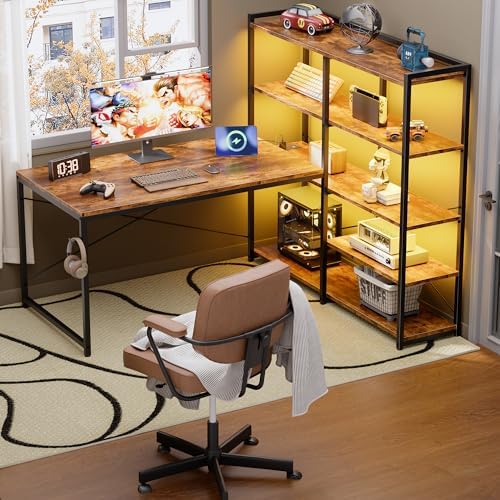 Pamray 49 Inch L Shaped Gaming Computer Desk with Shelves and Storage by PAMRAY