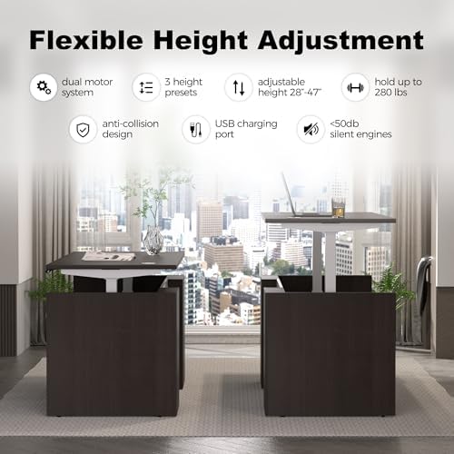 Adjustable Height Executive Standing Desk | Dual Motor Electric Sit-Stand Workstation with 4 Memory Handsetctric Sit-Stand Desk with Lockable Storage (1, Rectangular- Khalba Oak) - Image 4