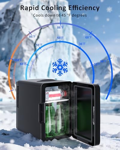 OTIC 4L Mini Fridge, Portable Refrigerator for Bedroom, Car, Marble Black - Image 5
