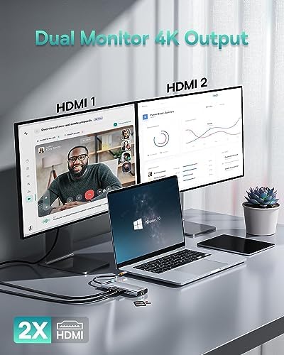 Baseus Laptop Docking Station Dual Monitor 9 in 1 USB C Hub up to 4K@120Hz - Image 3