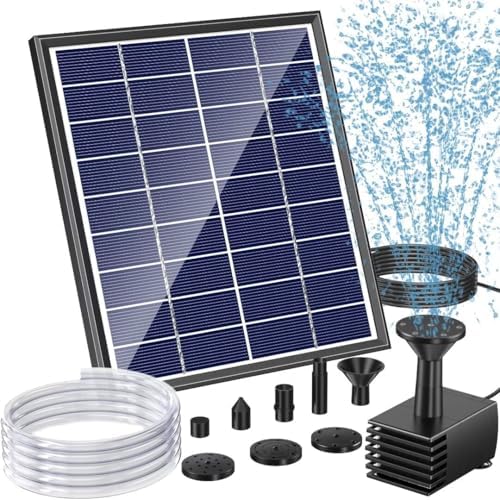 POPOSOAP Solar Bird Bath Fountain Pump, 6W Outdoor Solar Water Fountain Pump for Bird Bath with 4ft Tubing & 5 Nozzles, DIY Solar Powered Water Pump for Garden, Ponds, Pool and Fish Tank by POPOSOAP