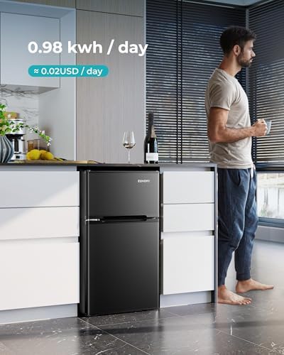 EUHOMY 3.2 Cu.Ft Mini Fridge with Freezer, 2 Door Mini Refrigerator, Black - Image 6