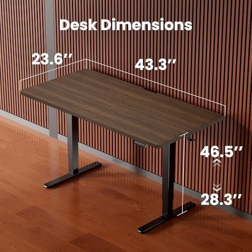 ErGear Height Adjustable Electric Standing Desk, 44 x 24 Inches Sit Stand up Desk, Memory Computer Home Office Desk, Dark Walnut - Image 3