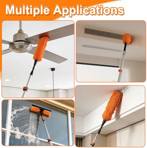 18FT Reach Duster Kit, Dual Lock for Ceiling Fan & Window Cleaning - Image 2