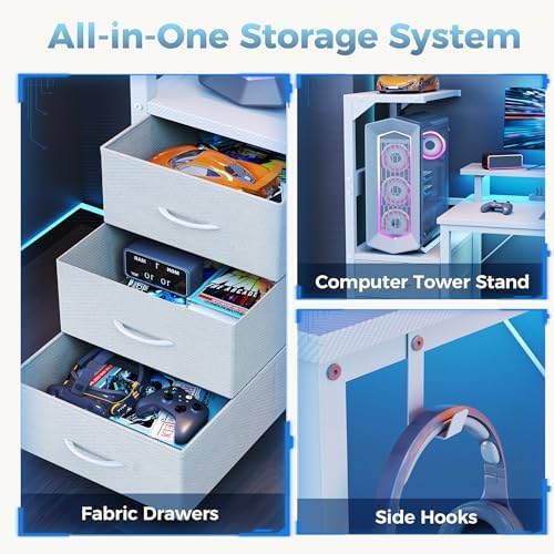 DUMOS 52” Reversible Gaming Computer Desk with Drawers and Power Outlet - Image 6