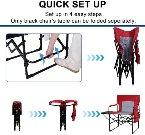 Romswi 2Pack Director Chairs for Outdoor, Folding Camping Chair, Compact Directors Chair Side Table and Side Bag, Heavy Duty Oversize Chair for Beach Fishing Picnic, Holds up to 400 lbs Red - Image 4