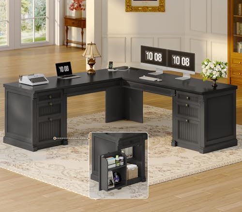 SEDETA L Shaped Office Desk with 4 Drawers Storage, 67"x67" Executive Desk by SEDETA
