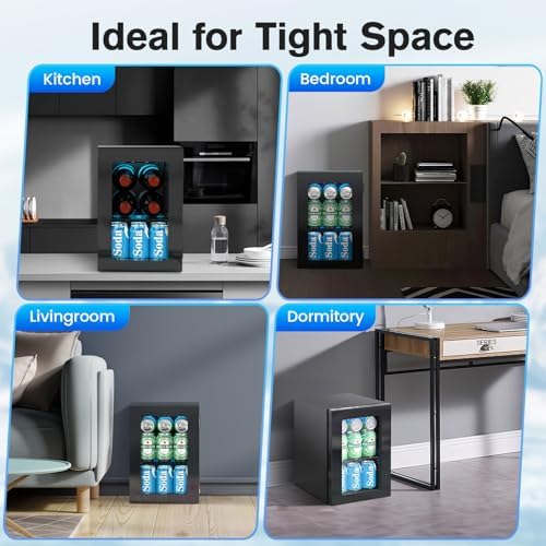 Electactic 24 Cans Beverage Refrigerator Cooler, Mini Fridge Countertop Drink Cooler for Soda, Canned Beer, Adjustable Digital Temperature Control for Home Dorm Office, Black - Image 5