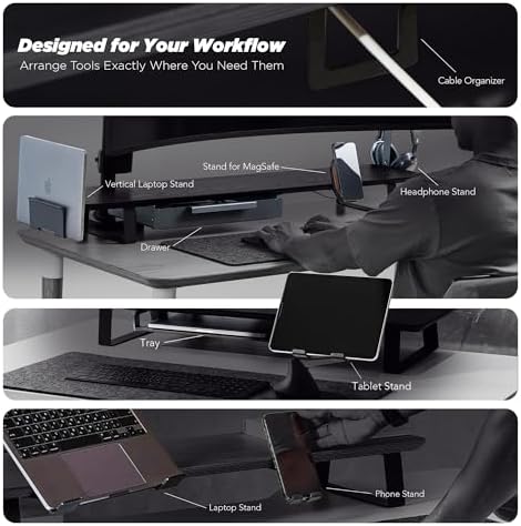 ULTRARM Moodular Wooden Monitor Stand Desk Organizer, Standard 33.4" Oak - Image 5