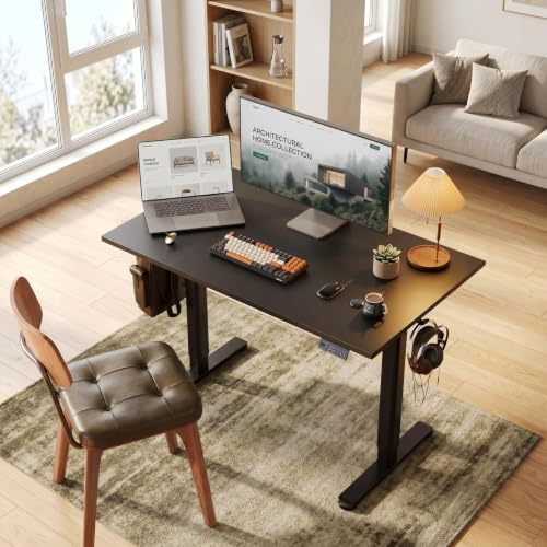 Claiks 48 Inch Electric Standing Desk Adjustable Desk, Dark Black - Image 2