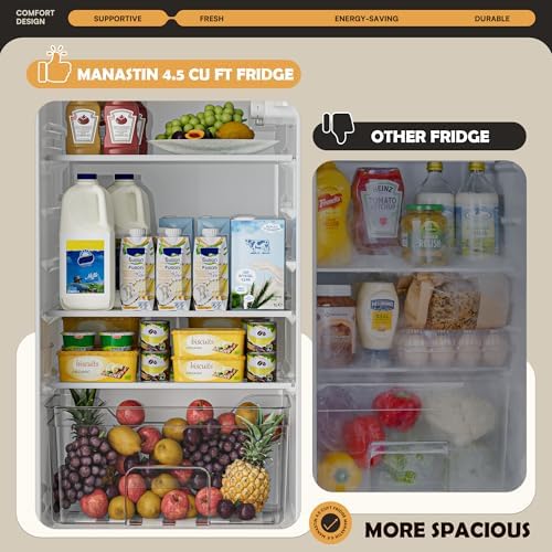 Manastin 4.5 Cu.Ft Mini Fridge Freezer for Dorm/Office, 2-Door, Quiet - Image 5