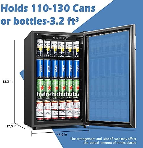 EUHOMY 4.0 Cu.Ft Beverage Refrigerator Cooler- Mini Fridge Cooler with Glass Door, Adjustable Shelves & Digital Temperature Display for Beer, Soda, Wine or Beer. - Image 5
