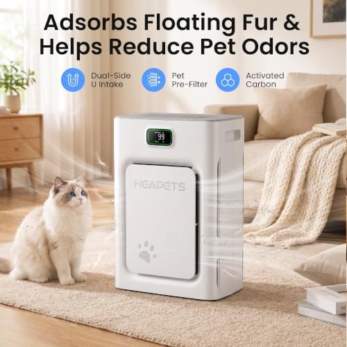 Pet Air Purifier for Home 2500 Sq Ft, H13 HEPA Double-Sided Filter with Washable Pre-filter,APP Control,for Pet Hair Dander Odor Allergies Smoke Dust,PM2.5 Air Quality Monitor,Auto Mode,P358 Cat Perch - Image 2