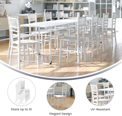 Flash Furniture Hercules Series Children's Resin Event Chairs, Commercial/Residential All Occasion Chairs for Kids, 330 lb. Static Weight Capacity, Set of 10, White - Image 5