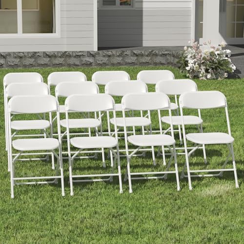 12 Pack White Folding Chairs for School Events Wedding Party Picnic by IWDOO
