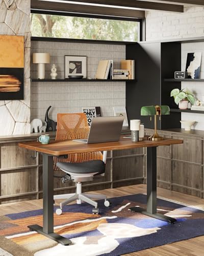 TIQLAB Electric Standing Desk, Adjustable Height Stand up Desk, 63 * 24 Inches Sit Stand Home Office Table with Splice Board, Black Walnut - Image 2