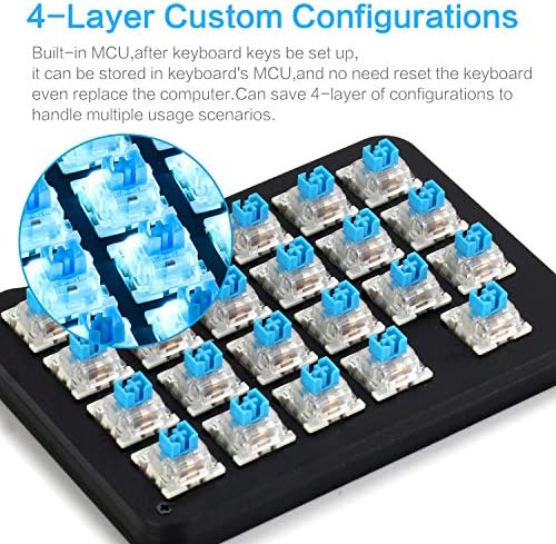 Koolertron 23-Key One-Handed Mechanical Keypad, Blue LED - Image 4