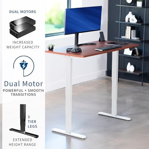 VIVO Dark Walnut 55 x 28 in Standing Desk, DESK-KIT-2W55D - Image 4
