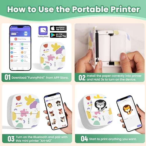 Mini Sticker Printer, AHM2 Sticker Maker Machine for Kids 2PCS - Image 3