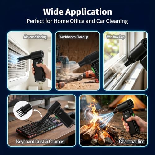 Compressed Air Duster - 180000RPM Powerful Electric Air Duster, 12 Gear Adjustable Cordless Air Blower, Rechargeable Air Dust Cleaner for Keyboard, Computer, Home, Outdoor, Car - Image 4