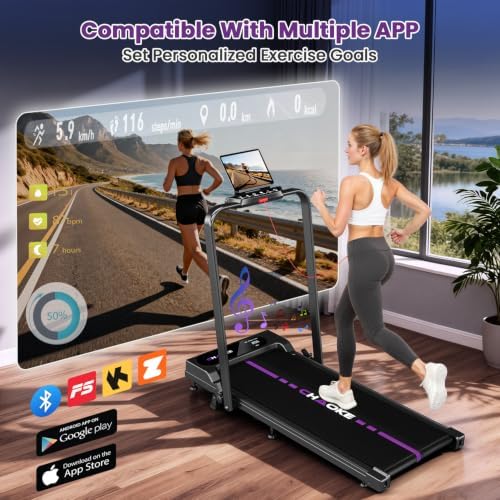 Walking Pad Treadmills for Home with 7.5MPH, Built-in Speaker, Upgrade 3.0HP Foldable Treadmills with 10% Incline, Compact Running Machine with APP, 350 LBS, LED Display, Remote Control - Image 3